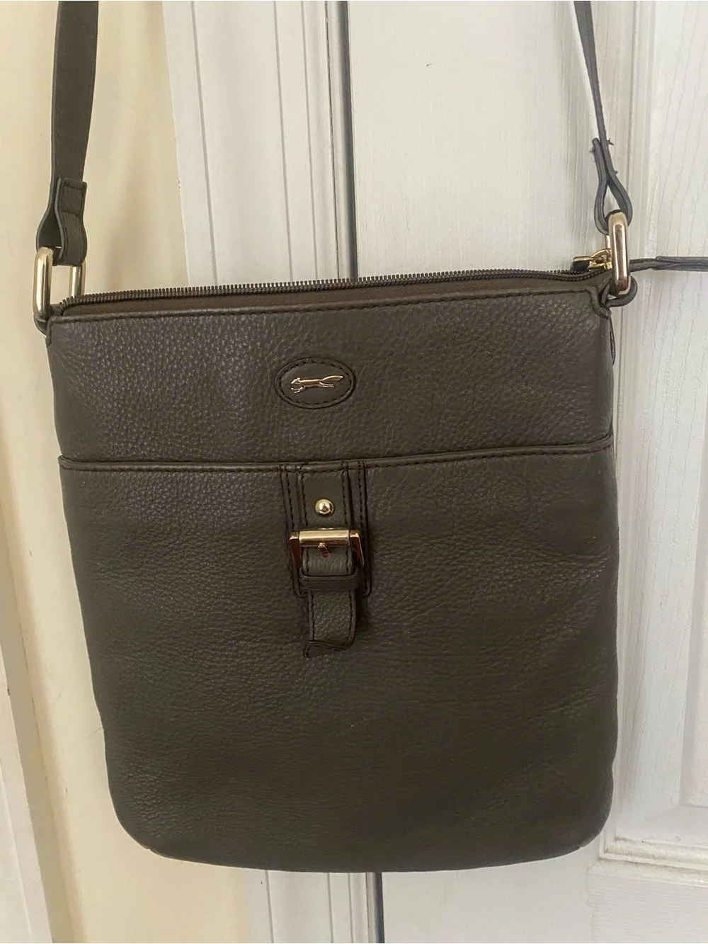 ClassicGrey Leather Crossbody Bag Unisex bag